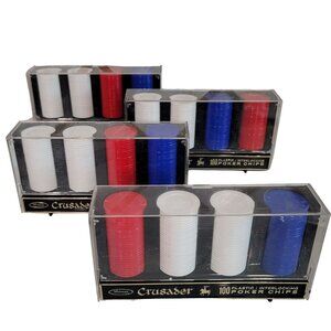 Vintage Mid Century Whitman Crusader Poker Chips W Holder/60s Whitman Poker Chip